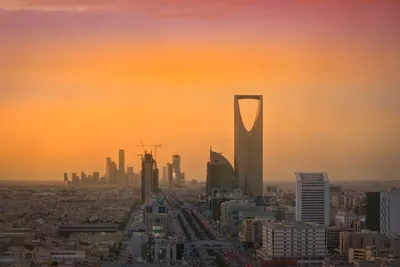 Riyadh skyline showing the King Abdullah Financial District and Kingdom Tower