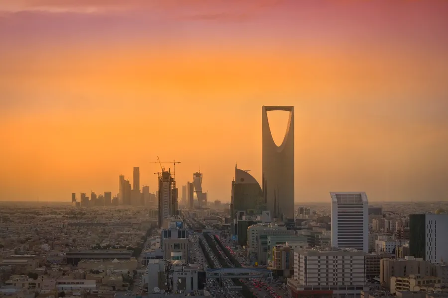 Modern financial district skyline representing sovereign Islamic capital markets