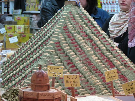 Spices on display at the Olive Tree market in Old Jerusalem