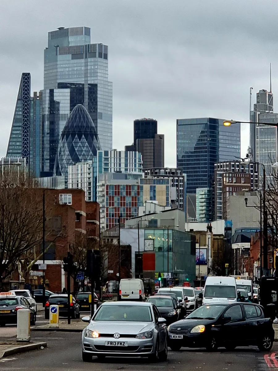 City of London skyline viewed from street level