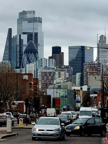 City of London skyline viewed from street level