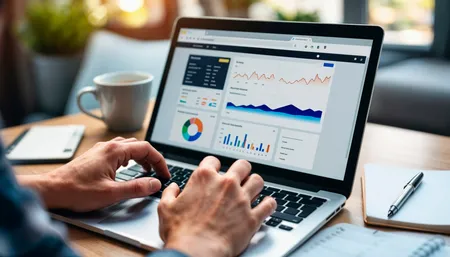 Business data analytics dashboard with performance metrics